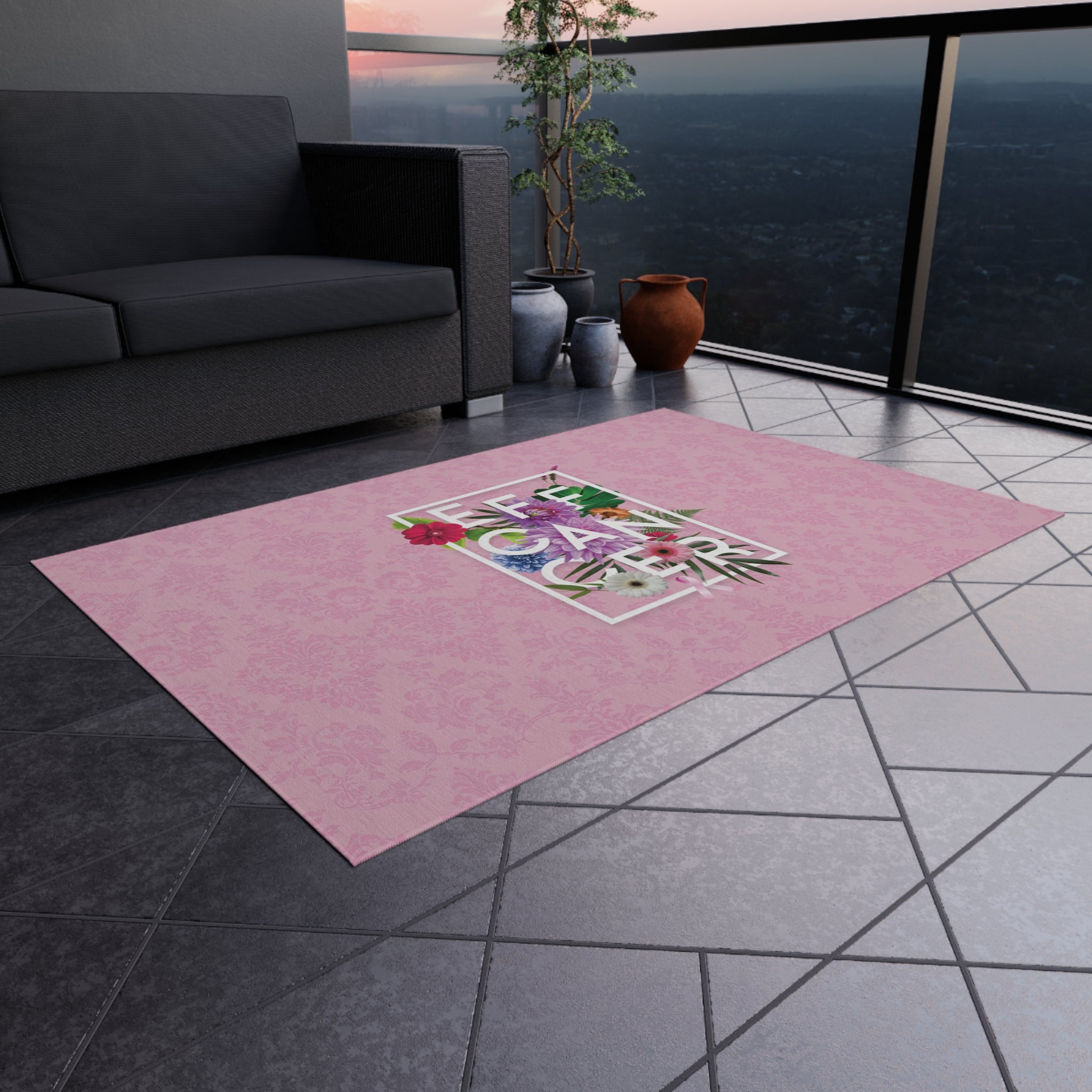 Floral Eff Outdoor Rug