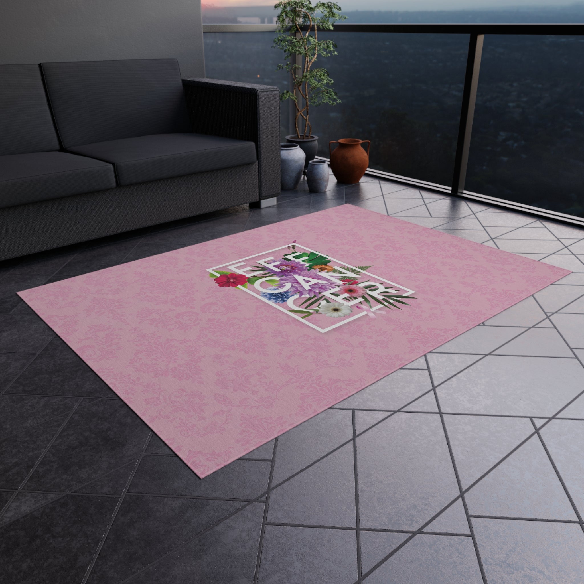 Floral Eff Outdoor Rug