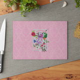 Floral Eff Glass Cutting Board