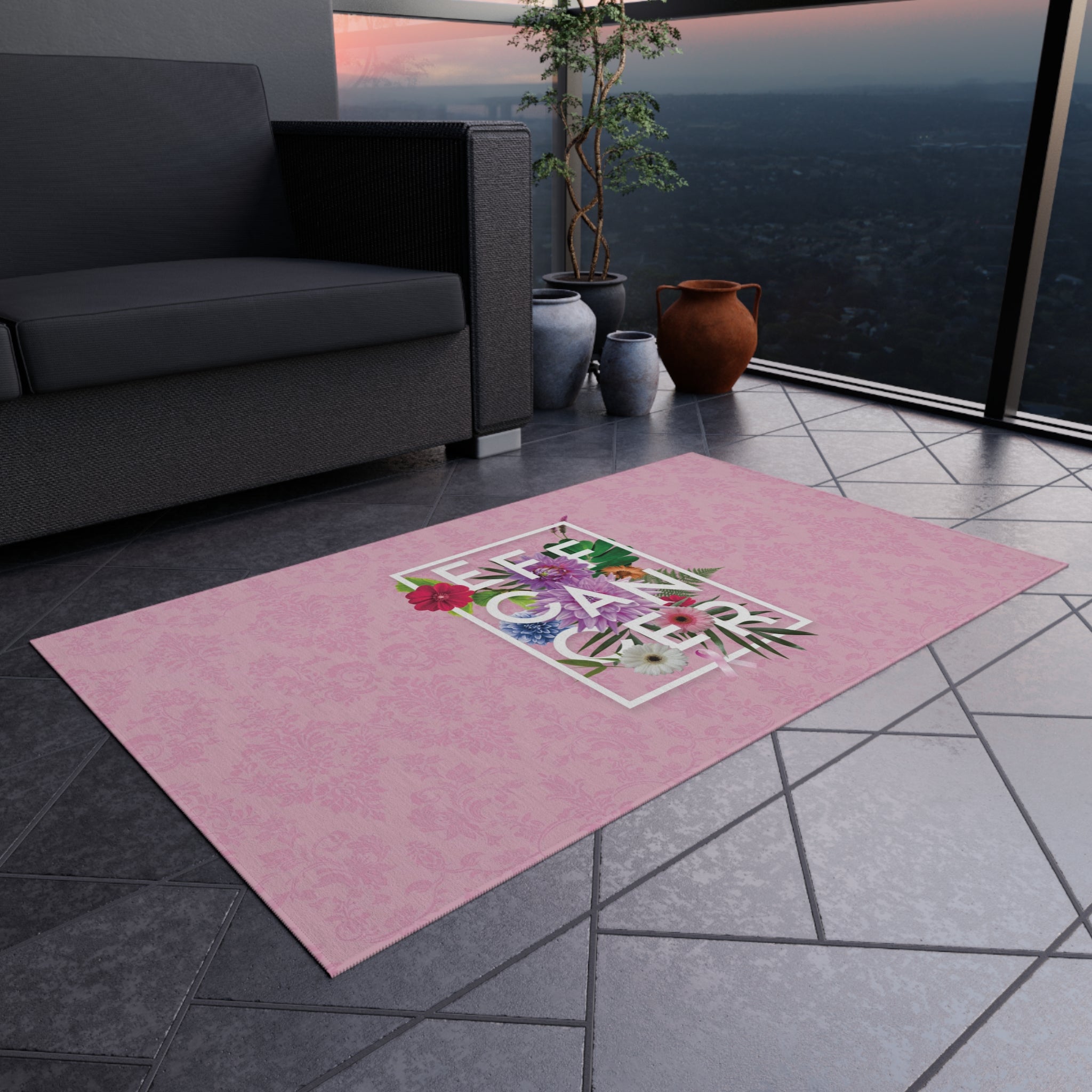 Floral Eff Outdoor Rug