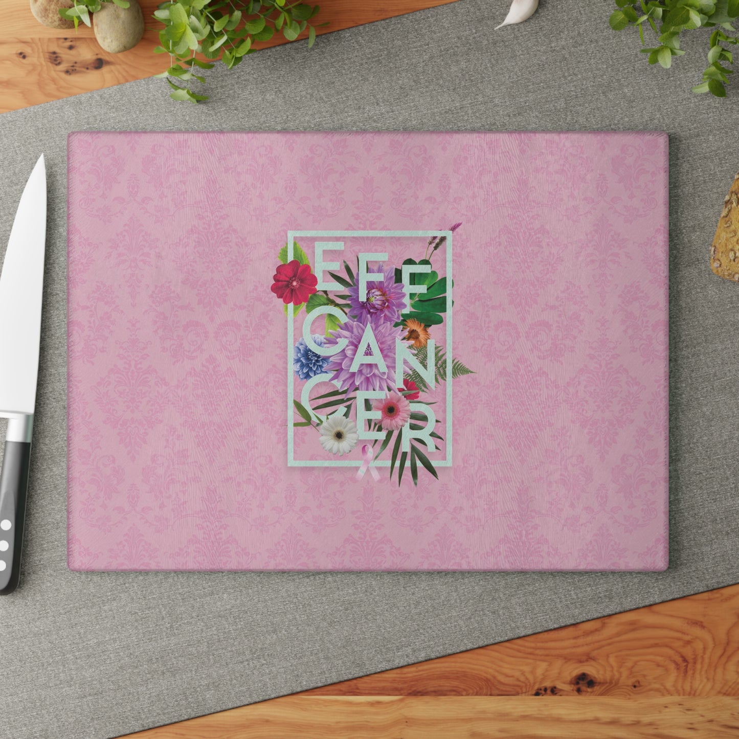 Floral Eff Glass Cutting Board