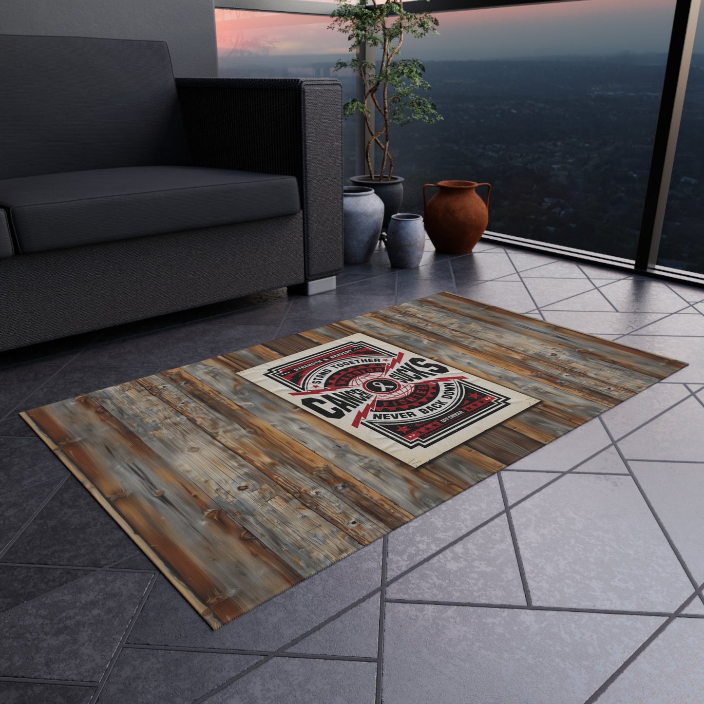 Cancer Sucks Street Outdoor Rug