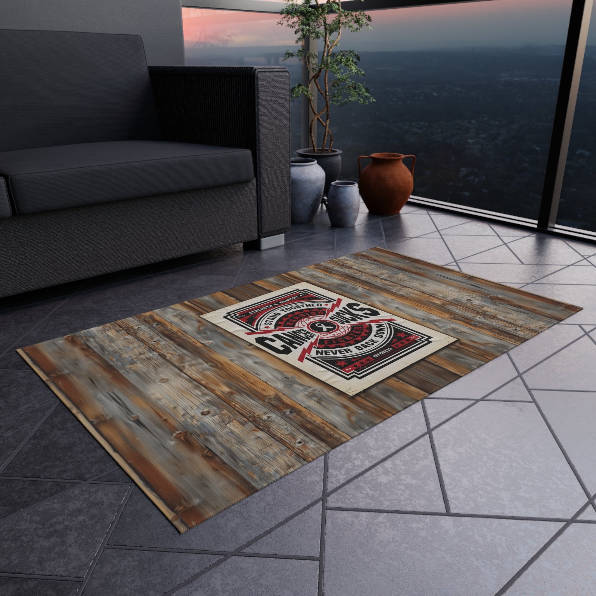 Cancer Sucks Street Outdoor Rug
