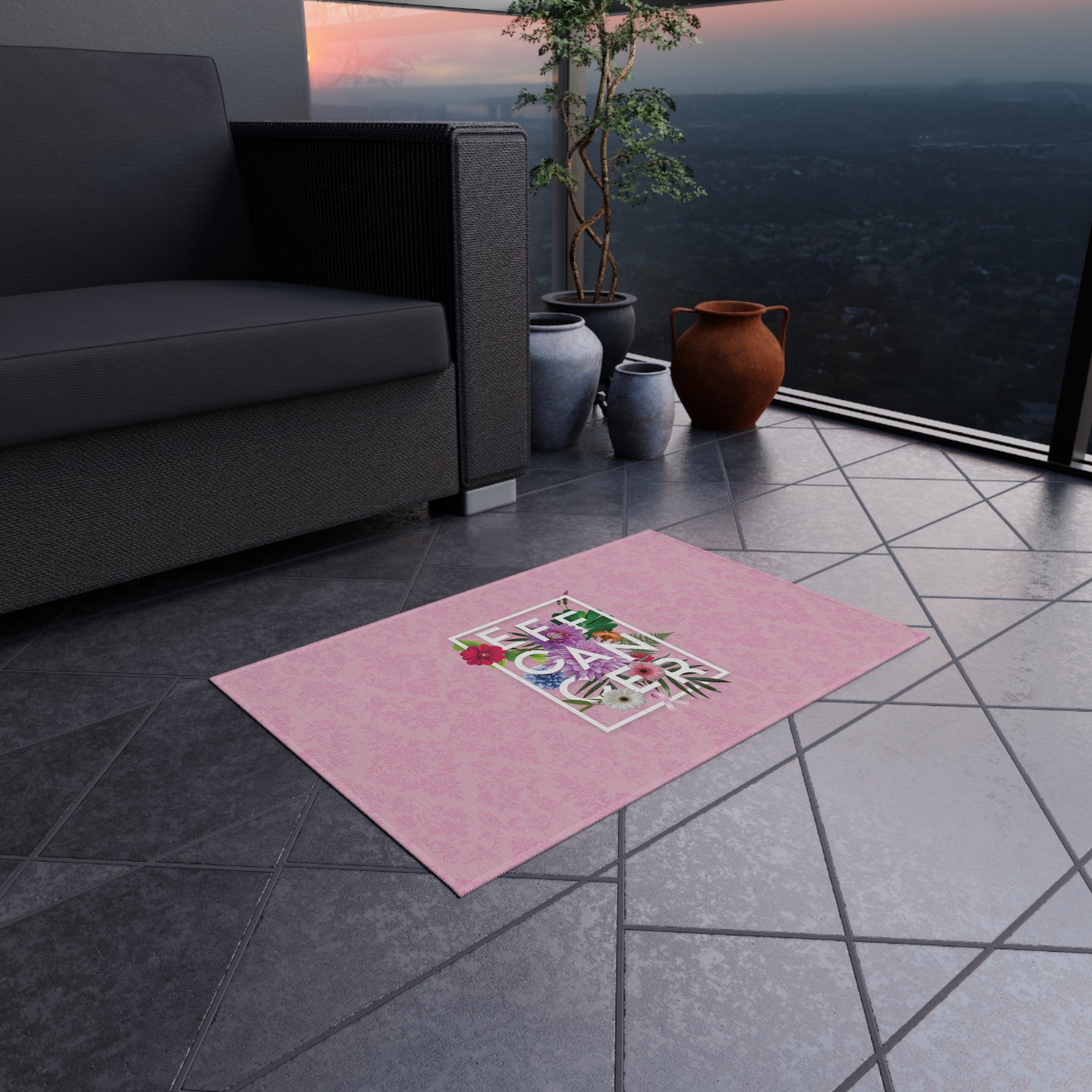 Floral Eff Outdoor Rug