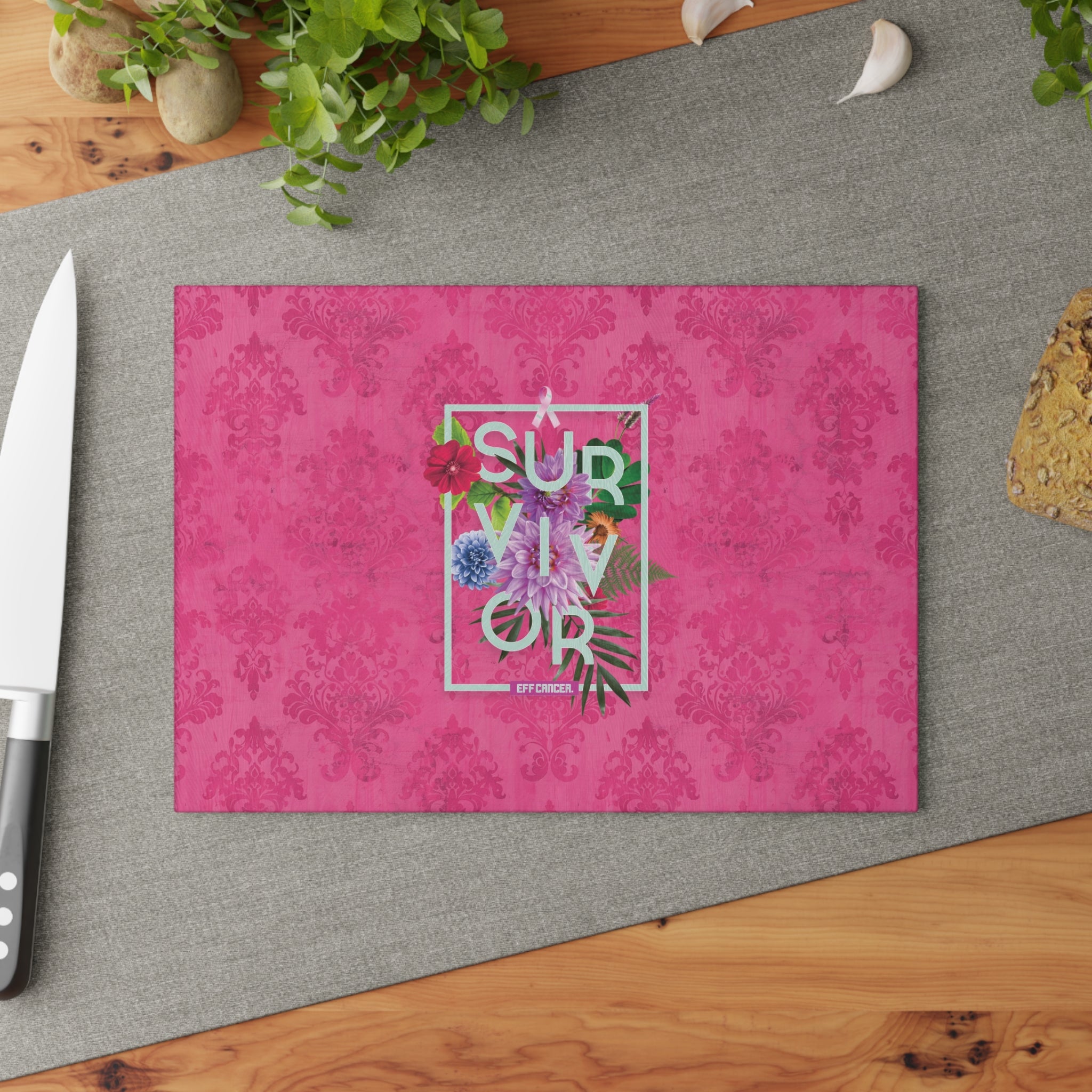 Floral Survival Glass Cutting Board