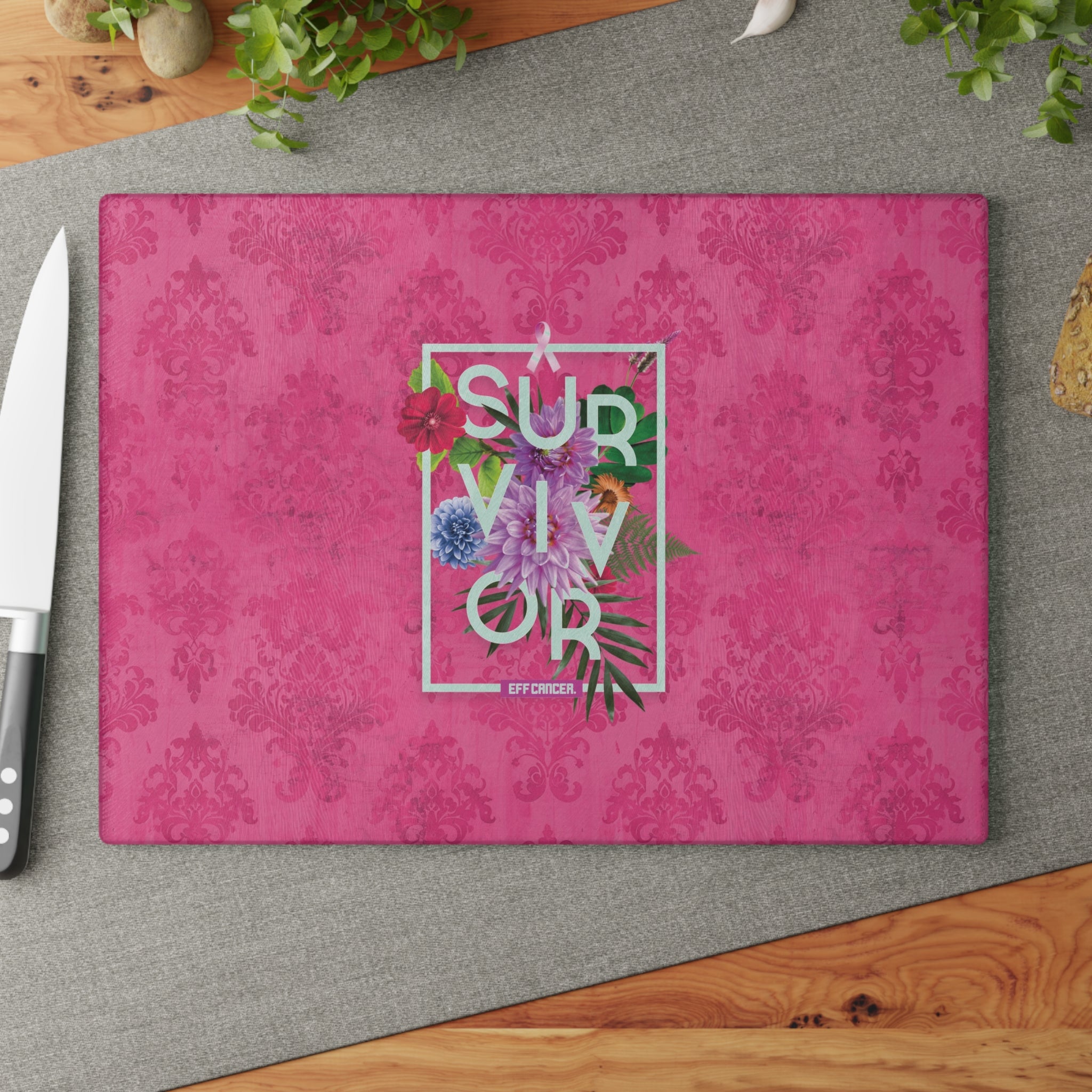 Floral Survival Glass Cutting Board