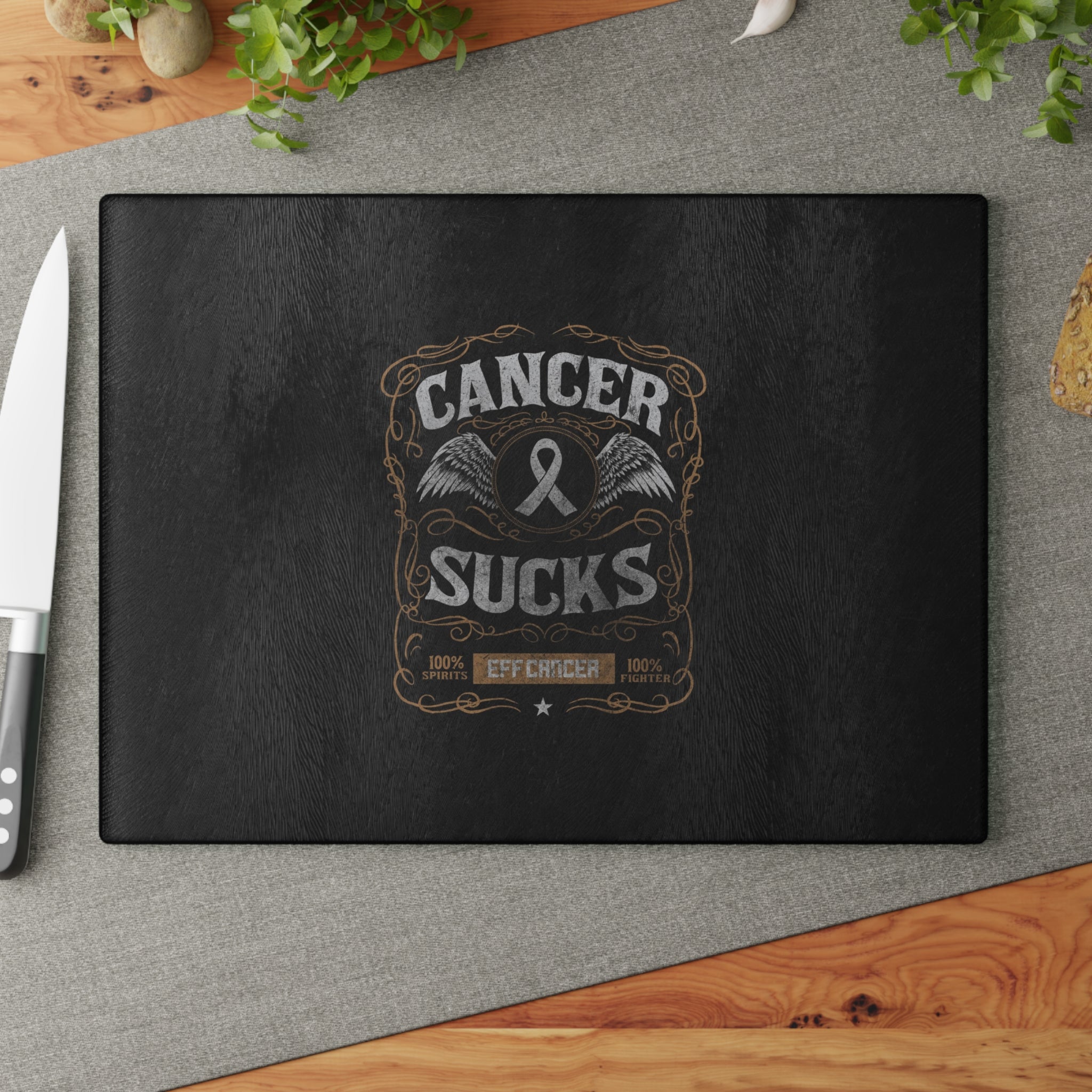 Vintage Sucks Glass Cutting Board