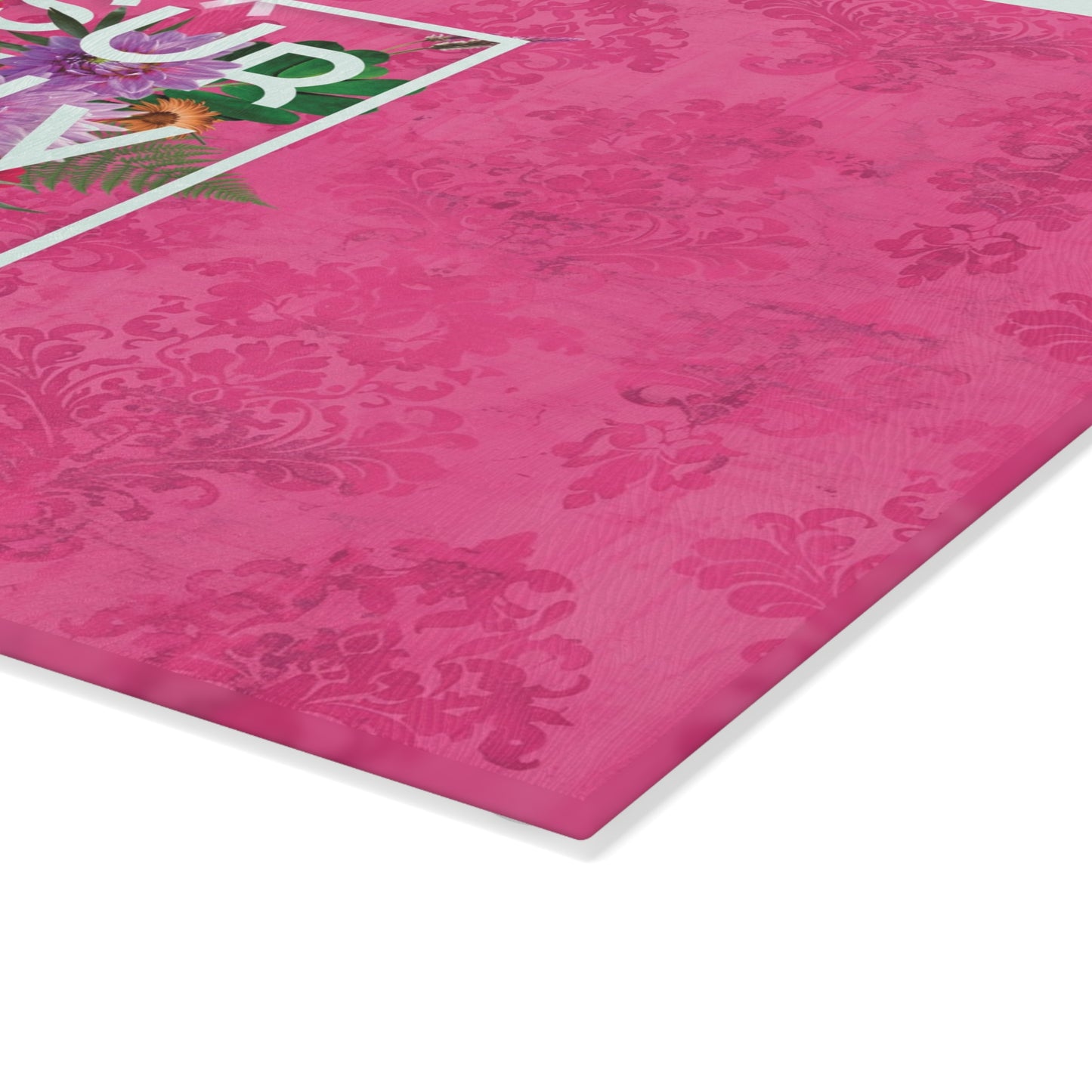 Floral Survival Glass Cutting Board